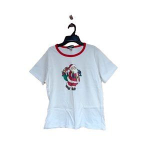 Womens Santa Claus Xmas S/S Top Sz Large NWT
